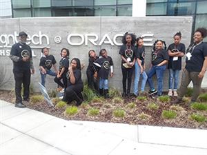 Rev. Shumake with Nystrom Mafanikio students at Oracle. 